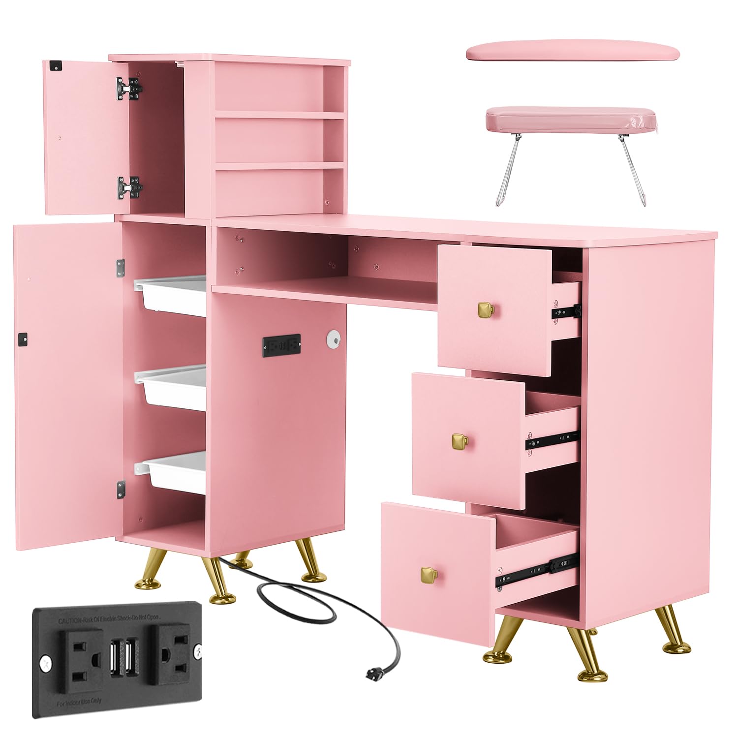 Mesa de Manicura Rosa para Téc - Beauty Makeup Desk reseña y precio