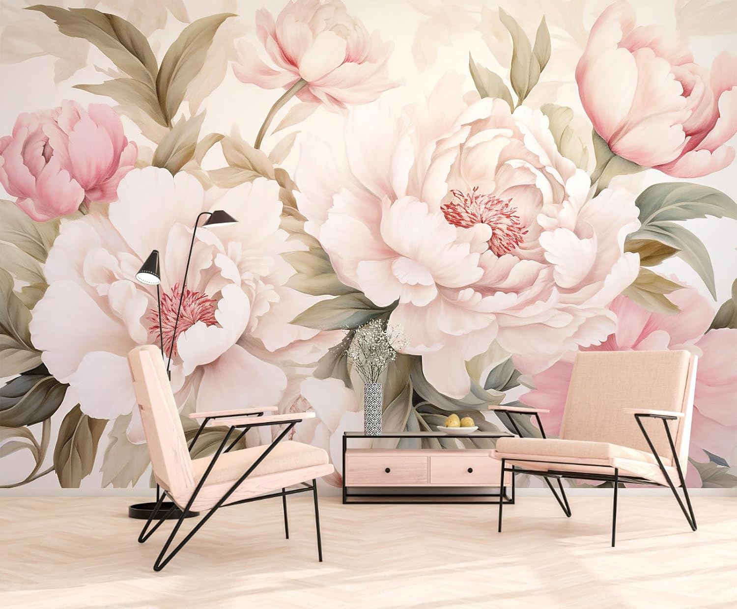 Elegante Mural Floral de Peoní - Beauty Makeup Desk reseña y precio